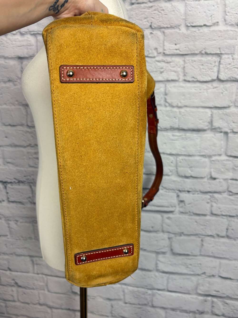 Dooney & Bourke - Mustard Suede Cooper Hobo Bag - Picture 7 of 12
